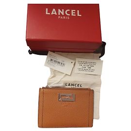 Lancel Pia Card Holder Camel Leather Light brown