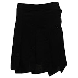 Emporio Armani-Linen Blend Black Skirt with Buttons-Black