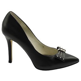 Michael Kors Black Pointed Toe Heels with Studded Bow Black