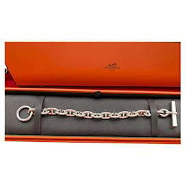 Hermès-Hermès ChaÎne D'Ancre MM 15-Link Sterling Silver bracelet-Silver hardware