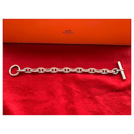 Hermès-Hermès ChaÎne D'Ancre MM 15-Link Sterling Silver bracelet-Silver hardware