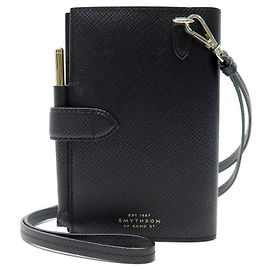 NEW SMYTHSON NOTEBOOK HOLDER WITH AGENDA COVER IN BLACK PANAMA LEATHER Black