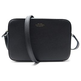 NEW SMYTHSON CAMERA MEDIUM SHOULDER BAG 1202012 BLACK PANAMA LEATHER Black