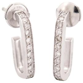 BOUCLES D'OREILLES DINH VAN CREOLES MAILLON L OR BLANC DIAMANTS EARRINGS Argenté