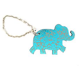 Hermès NEW HERMES ELEPHANT BLUE LEATHER & GRAY CHARM KEY RING BAG KEY RING Blue