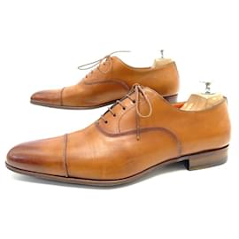 Santoni-SANTONI SHOES 7104 Richelieu 7 IT 42 FR EN LEATHER PATINA CAMEL SHOES-Caramel