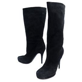 YVES SAINT LAURENT BOOTS WITH HEELS 247918 37 SUEDE SUEDE BOOTS Black