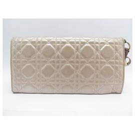 Christian Dior-CHRISTIAN DIOR POUCH LADY LEATHER CANNAGE IRIDESCENT HANDBAG-Beige
