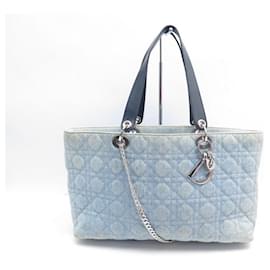 Christian Dior-HANDBAG CHRISTIAN DIOR CABAS LADY CANVAS DENIM CANNAGE L BANDOULIERE BAG-Blue