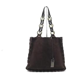 Dolce & Gabbana-DOLCE & GABBANA CABAS LACET SHOULDER BAG IN BROWN SUEDE HANDBAG-Brown