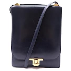Hermès-VINTAGE HERMES CHANTILLY HANDBAG 1972 LEATHER BAG BOX BLUE NAVY LEATHER BAG-Navy blue