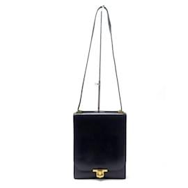 Hermès-VINTAGE HERMES CHANTILLY HANDBAG 1972 LEATHER BAG BOX BLUE NAVY LEATHER BAG-Navy blue