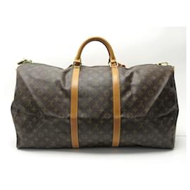 Louis Vuitton-VINTAGE LOUIS VUITTON KEEPALL DUFFLE BAG 60 MONOGRAM M SHOULDER STRAP41412-Brown