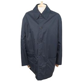 Hermès HERMES JACKET WATERPROOF PARKA NAVY BLUE CANVAS JACKET 48 L NAVY COAT Navy blue