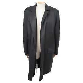 Hermès HERMES LONG lined COAT IN BLACK LAMBSKINBLACK LEATHER COAT JACKET Black