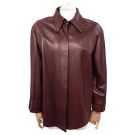 Hermès HERMES GIACCA SOPRA CAMICIA L 42 GIACCA CAPPOTTO SOPRA CAMICIA IN PELLE BORDEAUX Bordò