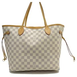 Louis Vuitton-SAC A MAIN CABAS LOUIS VUITTON NEVERFULL MM N41605 TOILE DAMIER AZUR BAG-Blanc