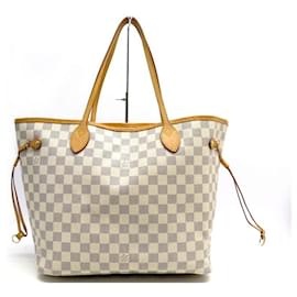 Louis Vuitton-SAC A MAIN CABAS LOUIS VUITTON NEVERFULL MM N41605 TOILE DAMIER AZUR BAG-Blanc