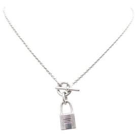 Hermès-HERMES PADLOCK KELLY H NECKLACE104140B IN STERLING SILVER NECKLACE SOLDOUT-Silvery