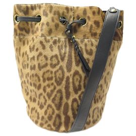 HANDBAG JEROME DREYFUSS BUCKET POPEYE LEOPARD LEATHER PONY SHOULDER BAG Other