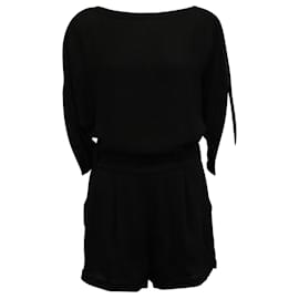 Diane Von Furstenberg-Black Full Sleeves Romper -Black