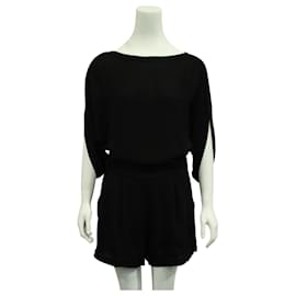Diane Von Furstenberg-Black Full Sleeves Romper -Black