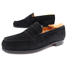 JM Weston-JM WESTON SHOES 180 6.5E 40.5 l 41 BLACK SUEDE LOAFERS SHOES-Black