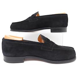 JM Weston-JM WESTON SHOES 180 6.5E 40.5 l 41 BLACK SUEDE LOAFERS SHOES-Black