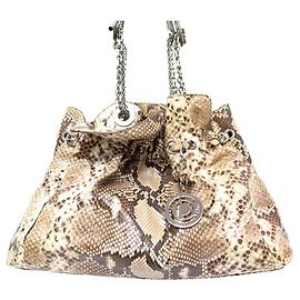NEU CHRISTIAN DIOR DIE HANDTASCHE 30 BEIGE GELDBÖRSE AUS PYTHONLEDER Beige