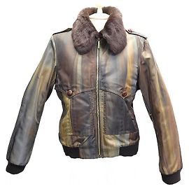 NEW CHRISTIAN DIOR JACKET COAT 40 M NYLON LAMB FUR WOOL COAT Brown