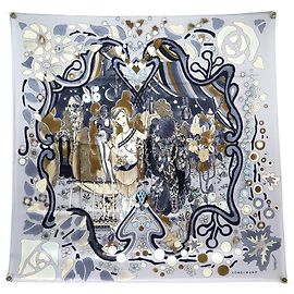 NUOVA SCIARPA QUADRATA LONGCHAMP 90 PAZZI ANNI VENTI 1930 Sciarpa seta Grigio