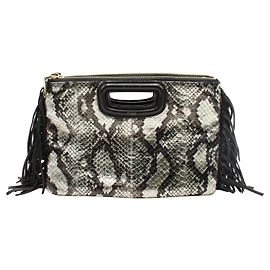 Maje Clutch de couro dupla M Duo transversal Preto