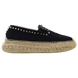 Christian Louboutin-Espaboat Spiked Canvas Espadrilles IN Navy Blue-Blue,Navy blue