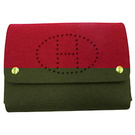Hermès-Hermès Evelyn Felt Playing Cards & Belt Pouch in Red-Red