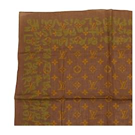 Louis Vuitton-LOUIS VUITTON Monogram graffiti Scarf Brown LV Auth ac1868-Brown