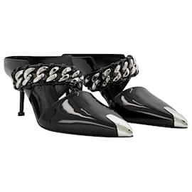 Alexander Mcqueen-Sandals in Black/Silver Leather-Black