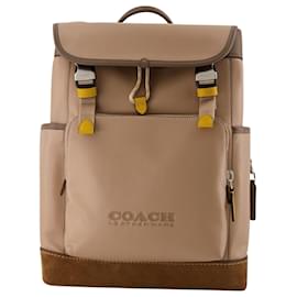 Coach-League Flat Backpack - Coach - Taupe - Leather-Multiple colors