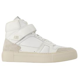 Ami Baskets Montantes ADC en Cuir Blanc Blanc