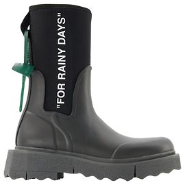 Rain Sponge Ankle Boots - Off White - Black/White - Rubber Black