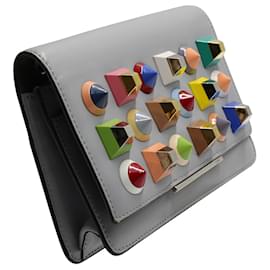 Fendi-Vitello Dolce Portefeuille clouté sur chaîne - Ardesia Multicolor-Gris