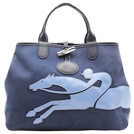 Longchamp Roseau Fleuri Reversible Canvas Tote Blue