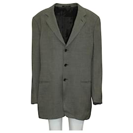 Armani-Grey Textured Classic Blazer-Grey