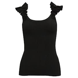 Zimmermann-Black Frill Sleeveless Top-Black