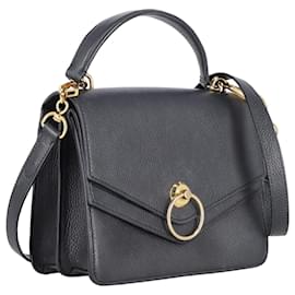 Mulberry-Mulberry Harlow Satchel Crossbody Bag en Cuir Grainé Noir-Noir