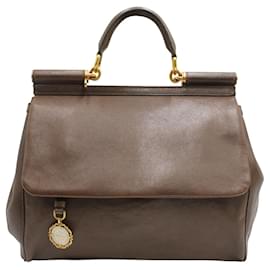 Dolce & Gabbana-Brown Shoulder Bag with Gold Hardware-Brown