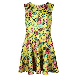 Calvin Klein Gelbes Neopren-Midikleid mit Blumenmuster Andere