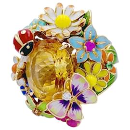 Dior-Dior ring, "Diorette", Citrine, lacquer, yellow gold.-Other