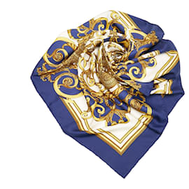Hermès-Hermes Blue Les Tuileries Silk Scarf-Blue