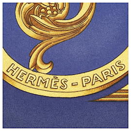 Hermès-Hermes Blue Les Tuileries Silk Scarf-Blue