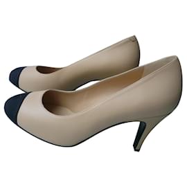 Chanel-CHANEL New two-tone pumps T39C-Beige